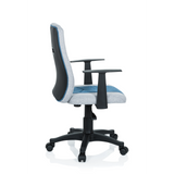 Grey-blue Swivel Chair – Children KIDDY EXTRA with armrests and five-caster base by hjh OFFICE – 360-degree view (side profile 100°)