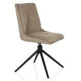 Beige upholstered chair TARVISO I with black four-star base by hjh LIVING – 360-degree view (front three-quarter view 45°)