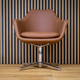 Brown Lounge Chair ARTEMIA with a curved shell and a four-star metal base by hjh OFFICE