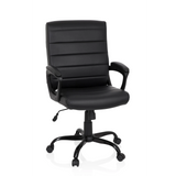 Black Home Office Executive Chair ERGOSMOOTH BIG with quilted upholstery and five-caster base by hjh OFFICE – 360-degree view (front view 20°)