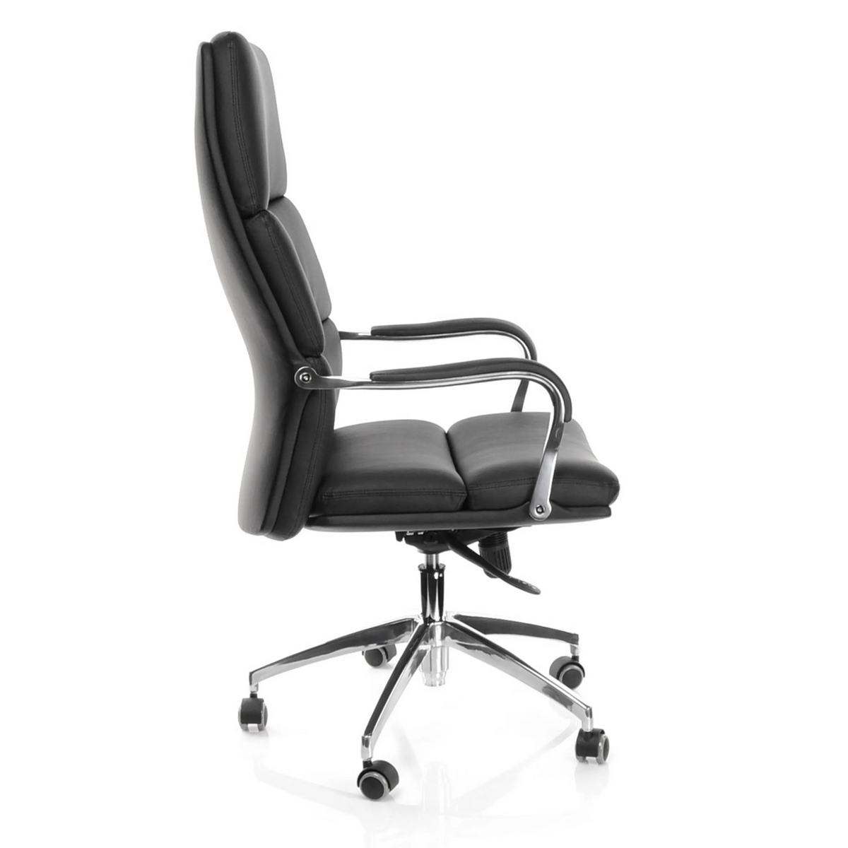 Black Professional Executive Chair BRUNELLO 20 with armrests and five-caster base by hjh OFFICE – 360-degree view (side profile 80°)