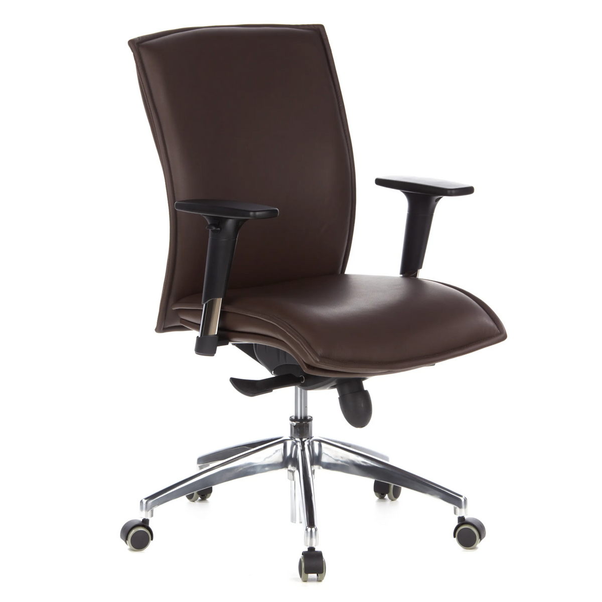 Dark brown Luxury Executive Chair MURANO 10 with armrests and five-caster base by hjh OFFICE – 360-degree view (front three-quarter view 40°)