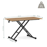 Dimensional drawing of the Worktime Lift table with a tabletop surface of 120 × 60 cm and a load capacity of 30 kg by hjh OFFICE