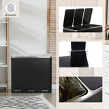Triple wastepaper Clean 9 in black with three separate flip lids and foot pedals by hjh OFFICE