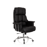 Black Professional Executive Chair COMMANDER with quilted upholstery and five-caster base by hjh OFFICE – 360-degree view (front three-quarter view 40°)