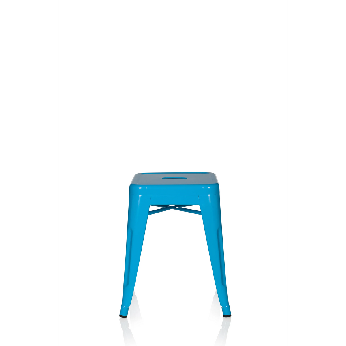 Light blue Bistro stool VANTAGGIO with square seat and struts by hjh OFFICE – 360-degree view (front view 0°)