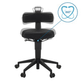 360-degree swivel function of the TOP WORK FLEX swivel stool in black with caster base by hjh OFFICE