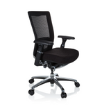 Black High End Office Chair NOVA PRO ALU with mesh back and five-caster base by hjh OFFICE – 360-degree view (front three-quarter view 60°)