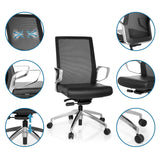 Professional Office Chair PROVIDER NET in black with mesh back, armrests and height-adjustable base by hjh OFFICE