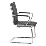 Black Cantilever chair VEMONA V with cross-stitching and chrome armrests by hjh OFFICE – 360-degree view (side profile 80°)