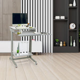 Grey standing desk WORKSTATION with two levels, storage surface and castors by hjh OFFICE