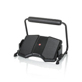 Black PODI F Footrest with ribbed surface and a handle by hjh OFFICE – 360-degree view (front three-quarter view 45°)