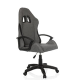 Grey Gaming chair GAMEBREAKER W01 with two headrest cut-outs and five-caster base by MyBuero – 360-degree view (front three-quarter view 45°)
