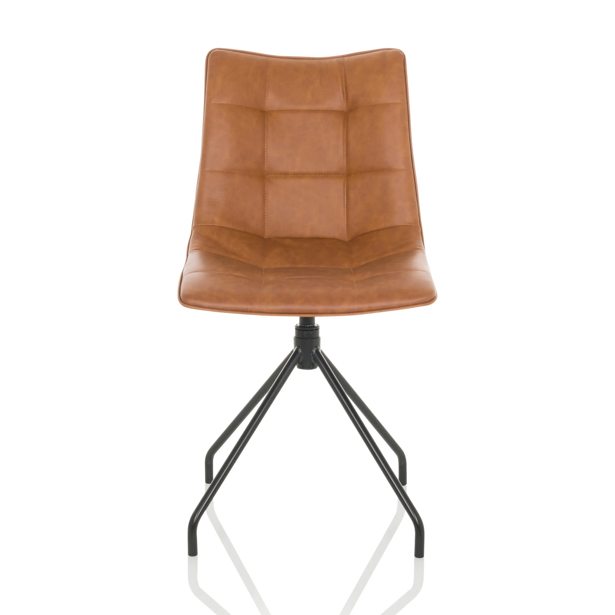 Brown Upholstered chair TARVISO PU with stitching and four-legged frame by hjh OFFICE – 360-degree view (front view 0°)