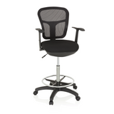 Black Counter chair TOP WORK 108 with mesh back, foot ring and five-caster base by hjh OFFICE – 360-degree view (front view 20°)