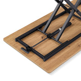 Base with black metal frame and oak wood top of the Worktime Lift table by hjh OFFICE