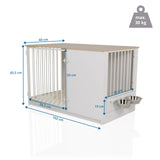 Dimensional drawing of the Dog crate PAWHOME XL in white and oak, 102 x 65.5 cm, by hjh LIVING