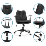 Black Home Office Chair SMALLO with detailed views of the backrest, armrests and castors by hjh OFFICE