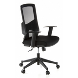 Black Professional Office Chair LAVITA with mesh back and five-caster base by hjh OFFICE – 360-degree view (front three-quarter view 60°)