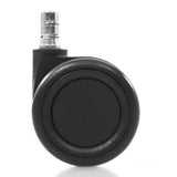 Black Castors 5x ROLO COLOR 60 11mm/60mm for hard floors with metallic mounting pin by hjh OFFICE – 360-degree view (rear three-quarter view 240°)