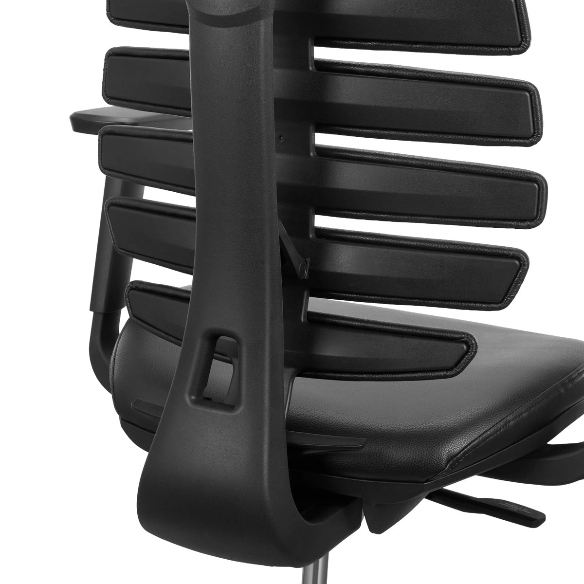 Back of the backrest with horizontal slats of the ERGO LINE II WORK counter chair in black by hjh OFFICE