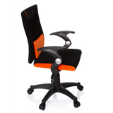 Black and orange Swivel Chair – Children KIDDY PRO AL with lumbar cushion and five-caster base by hjh OFFICE – 360-degree view (side profile 80°)
