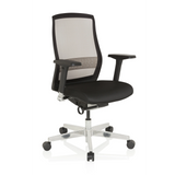 Black High End Office Chair FOUNTAINE with mesh back and five-caster base by hjh OFFICE – 360-degree view (front three-quarter view 40°)
