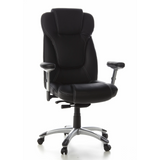 Black Professional Executive Chair EMBASSY 200 L with armrests and silver five-caster base by hjh OFFICE – 360-degree view (front view 20°)