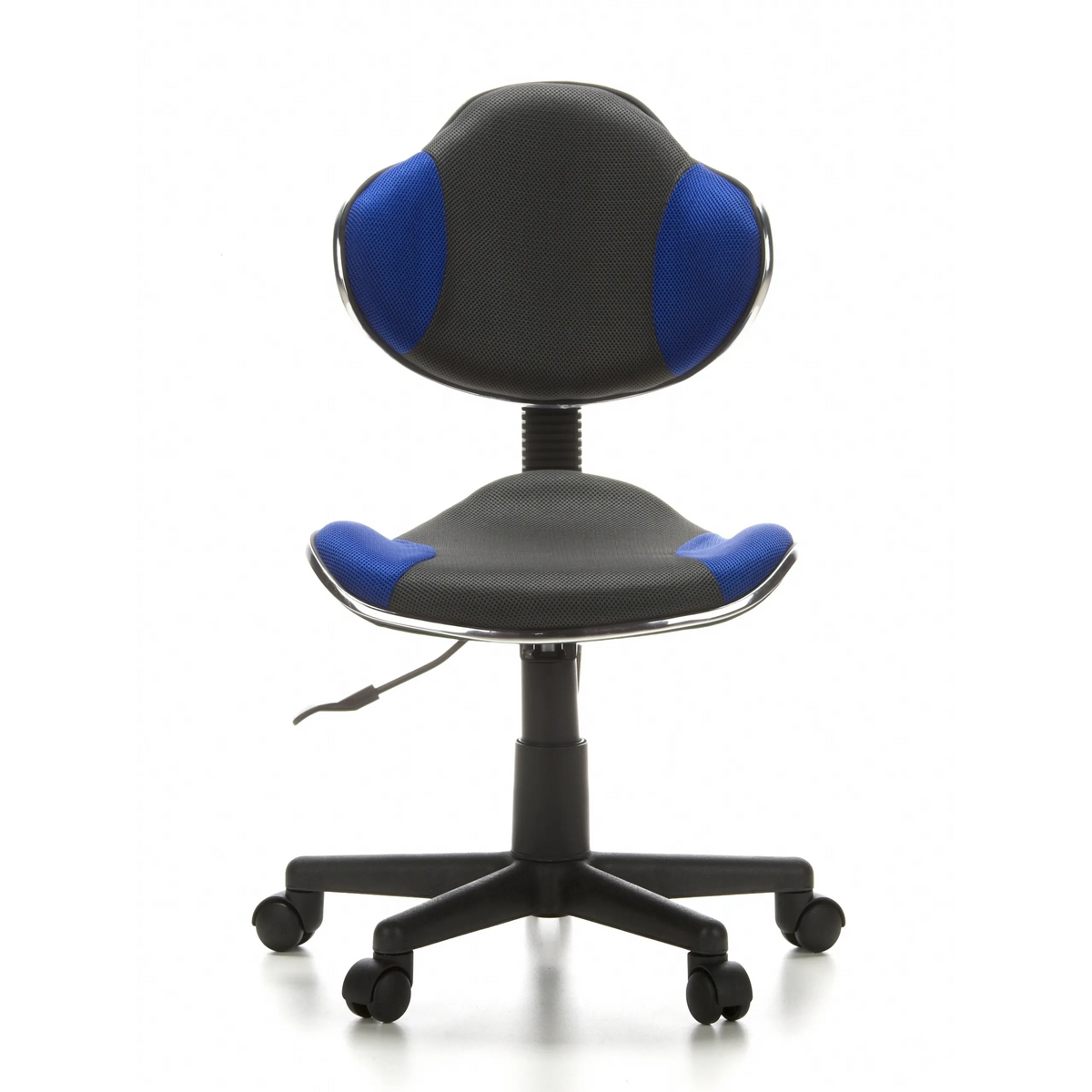 Grey-blue Swivel Chair – Children KIDDY GTI-2 with mesh back and five-caster base by hjh OFFICE – 360-degree view (front view 0°)