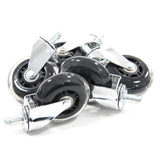Fünf silberne Stuhlrollen 5x ROLO SKATE CT 11mm/75mm für Hartböden mit schwarzen Laufflächen von hjh OFFICE