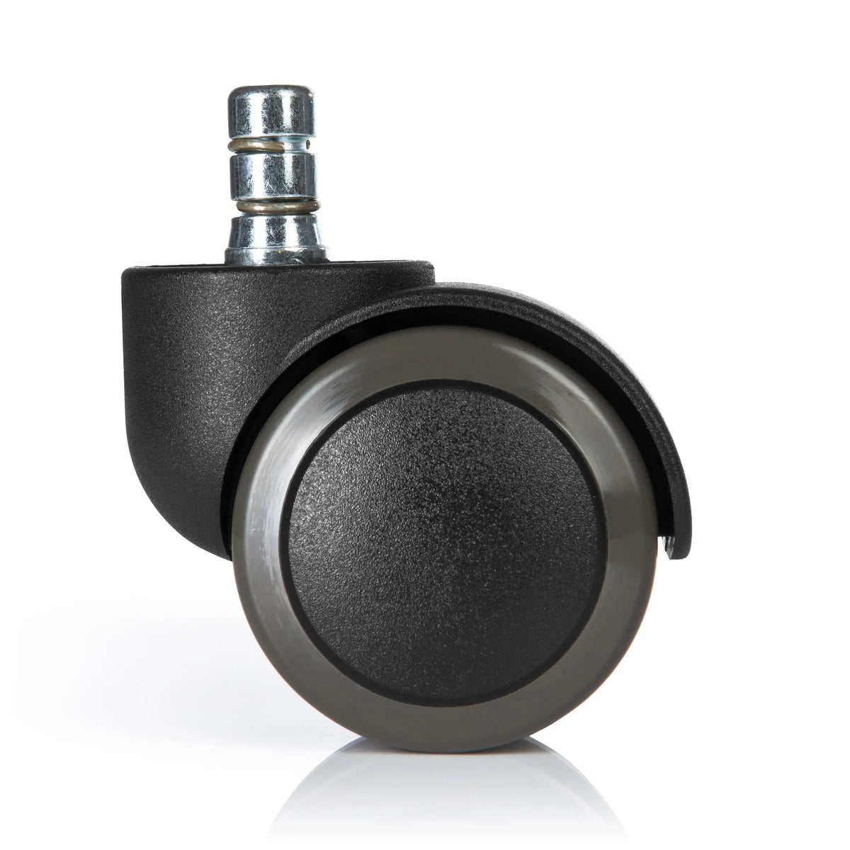 Black Castors 5x ROLO No-Noise 11mm/50mm for hard floors with silver metal pin by hjh OFFICE – 360-degree view (rear view 180°)