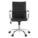 Black Professional Executive Chair VEMONA 10 with horizontal quilting and five-caster base by hjh OFFICE – 360-degree view (front view 0°)