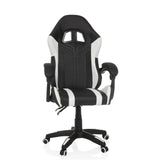 Black and white Gaming chair GAMEBREAKER W02 with a five-caster base by MyBuero – 360-degree view (front view 15°)