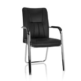 Black guest chair BANDA V with armrests and sled base by hjh OFFICE – 360-degree view (front view 20°)