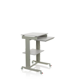 Grey Standing desk WORKSTATION with shelf and four casters by hjh OFFICE – 360-degree view (front three-quarter view 60°)
