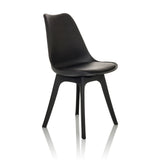 Black Shell chair SCANDI P with four legs by hjh OFFICE – 360-degree view (front three-quarter view 45°)