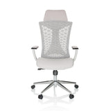 Grey Professional Office Chair FALEO W with mesh back and five-caster base by hjh OFFICE – 360-degree view (front view 0°)