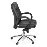 Black Swivel Chair XXL G 100 with quilted upholstery and five-caster base by hjh OFFICE – 360-degree view (side profile 80°)