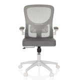 Grey Home Office Chair BELIO W with mesh back and white five-caster base by hjh OFFICE – 360-degree view (front view 0°)