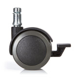 Black Castors 5x ROLO STOP 11mm/50mm for hard floors with locking brake by hjh OFFICE – 360-degree view (rear view 180°)