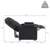 Dimensional drawing of the Lounge Chair Game Sport RX with 170 cm total length and 90 cm height by hjh OFFICE
