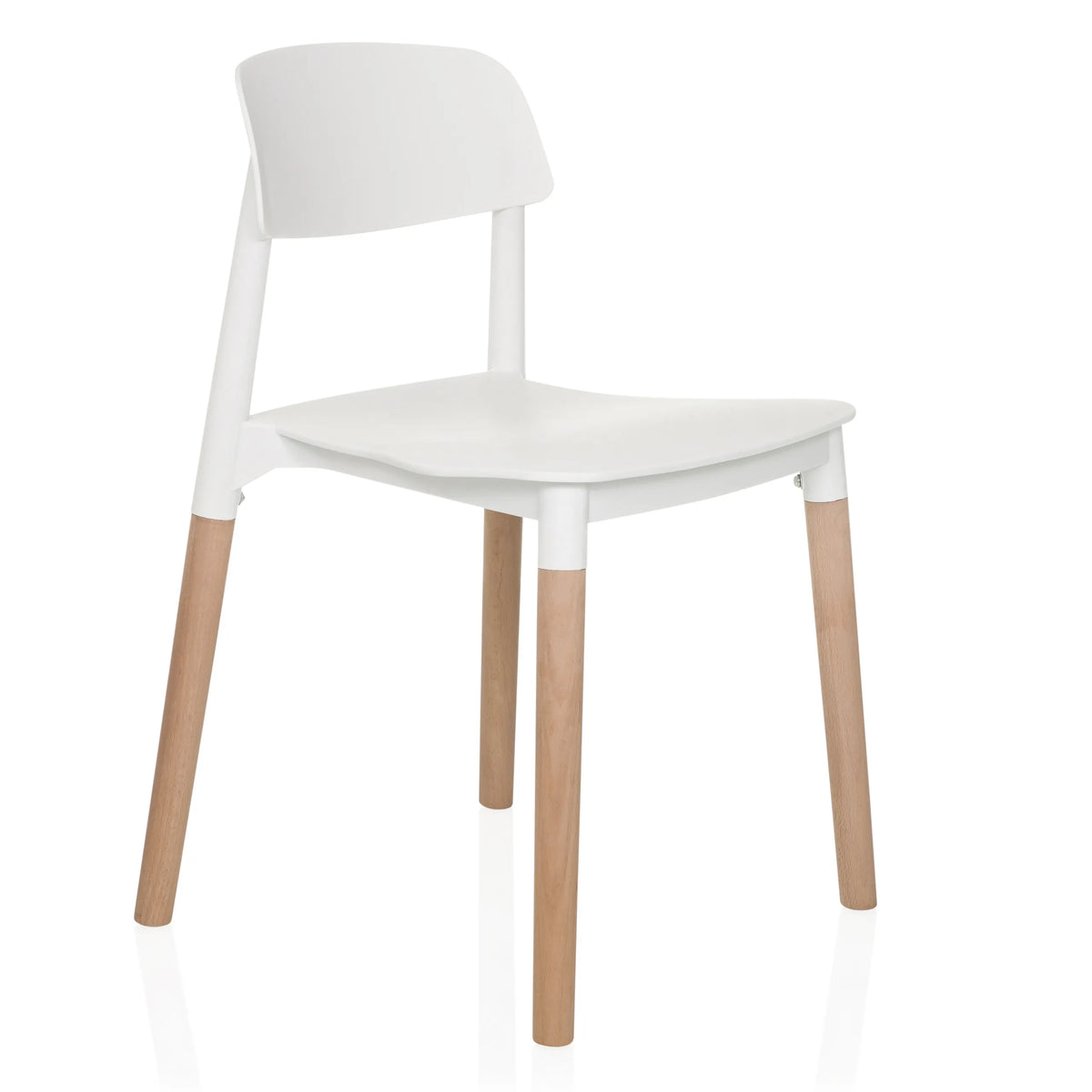 White Four-legged chair SCANDI E with wooden legs by hjh LIVING – 360-degree view (front three-quarter view 45°)