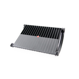 Black Footrest PODI with ribbed structure and side handles by hjh OFFICE – 360-degree view (front three-quarter view 28°)