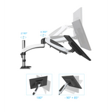 Adjustment mechanisms of the VM-MG1 monitor mount with rotation and tilt details in degrees by hjh OFFICE