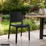 Black T37 V outdoor chair with a smooth surface on a light-coloured garden terrace by hjh LIVING (AI-generated image)