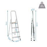 Dimensional drawing of the Folding Ladder SOLID II with a height of 139 cm and a load capacity of 150 kg by hjh OFFICE