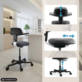 Height-adjustable backrest, seat and gas spring of the WORK 40 work chair by hjh OFFICE (AI-generated image)