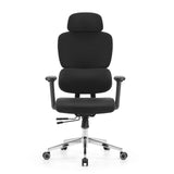Black Professional Office Chair Ergomy F 2 with fabric upholstery and five-caster base by hjh OFFICE – 360-degree view (front view 0°)