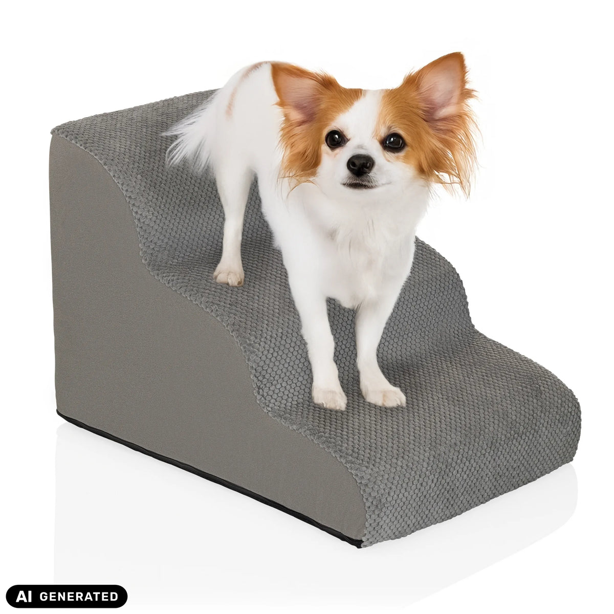 Grey PAWY STEP 3 pet stairs with a small dog by hjh LIVING (AI-generated image)