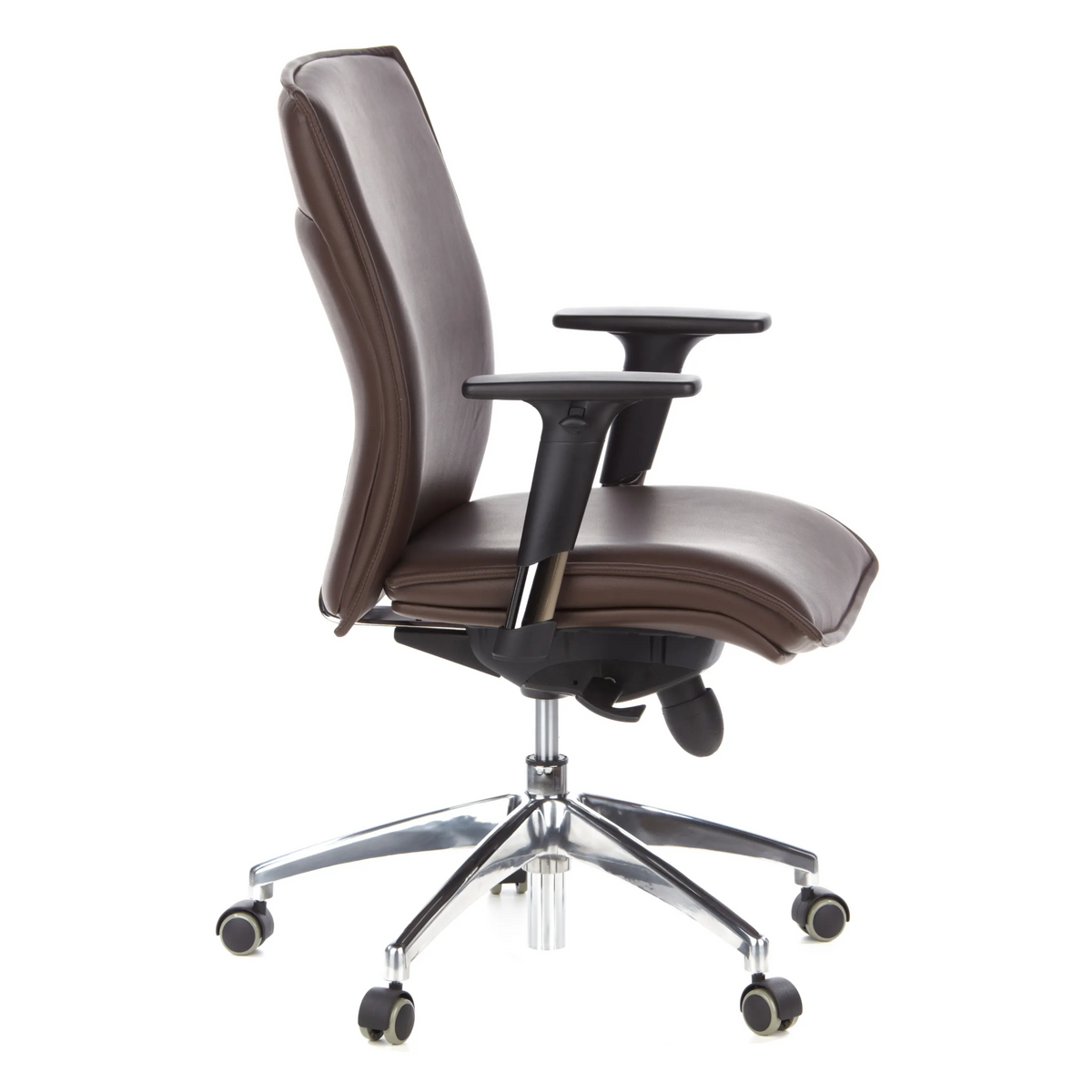 Dark brown Luxury Executive Chair MURANO 10 with armrests and five-caster base by hjh OFFICE – 360-degree view (side profile 80°)